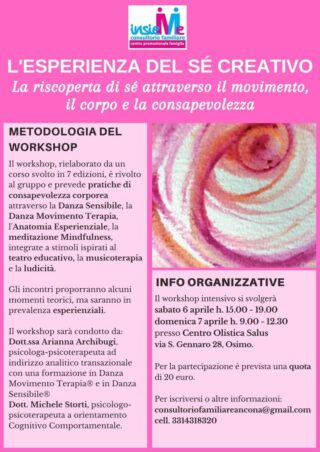 L’ESPERIENZA DEL SÉ CREATIVO. La riscoperta di Sé attraverso il movimento, il corpo e la consapevolezza. WORKSHOP INTENSIVO 6-7 APRILE.