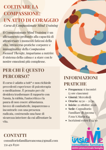 COLTIVARE LA COMPASSIONE: UN ATTO DI CORAGGIO Corso di Compassionate Mind Training- OTTOBRE 2026